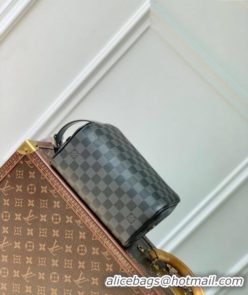 Super Quality Louis Vuitton Locker Dopp Kit Bag in Black Damier Graphite Canvas N83113 2024