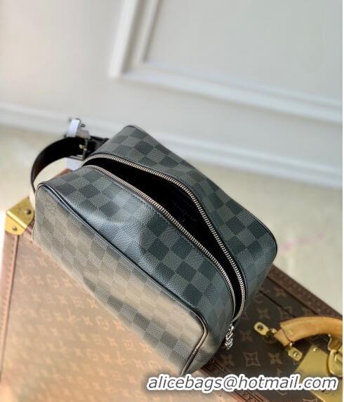 Super Quality Louis Vuitton Locker Dopp Kit Bag in Black Damier Graphite Canvas N83113 2024