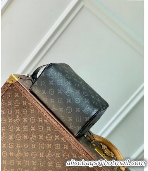 Big Discount Louis Vuitton Locker Dopp Kit Bag in Black Monogram Eclipse Canvas M83113 2024