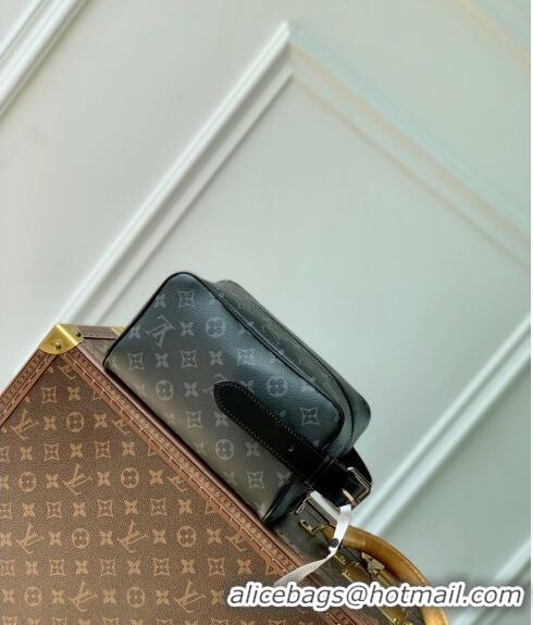 Big Discount Louis Vuitton Locker Dopp Kit Bag in Black Monogram Eclipse Canvas M83113 2024