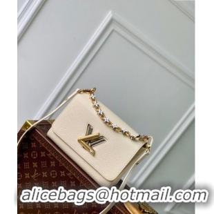 New Design Louis Vuitton Twist MM Bag in Epi Leather with Monogram Flower M24043 Quartz White 2024