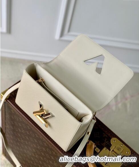 New Design Louis Vuitton Twist MM Bag in Epi Leather with Monogram Flower M24043 Quartz White 2024