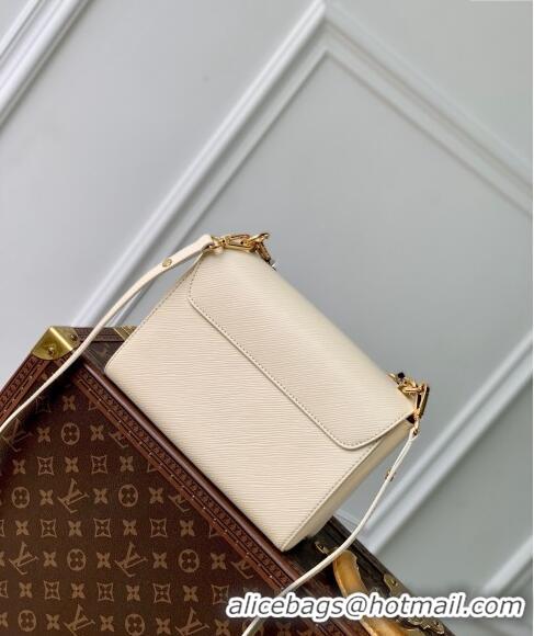 New Design Louis Vuitton Twist MM Bag in Epi Leather with Monogram Flower M24043 Quartz White 2024