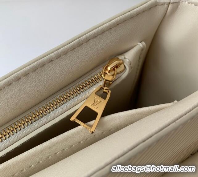 New Design Louis Vuitton Twist MM Bag in Epi Leather with Monogram Flower M24043 Quartz White 2024