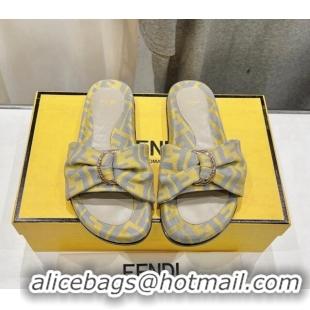 Trendy Design Fendi Feel Flat Slide Sandals in FF jacquard Yellow 702107