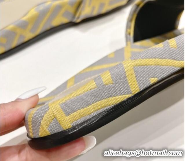 Trendy Design Fendi Feel Flat Slide Sandals in FF jacquard Yellow 702107