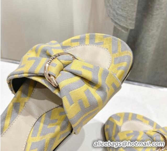 Trendy Design Fendi Feel Flat Slide Sandals in FF jacquard Yellow 702107