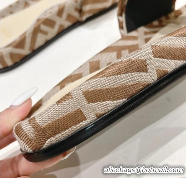 Sophisticated Fendi Feel Flat Slide Sandals in FF jacquard Beige 702109