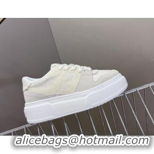 Good Quality Fendi Match Platform Sneakers 5cm in FF jacquard and suede White 7230096