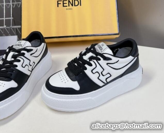 Pretty Style Fendi Match Platform Sneakers 5cm in Calfskin White/Black 230097