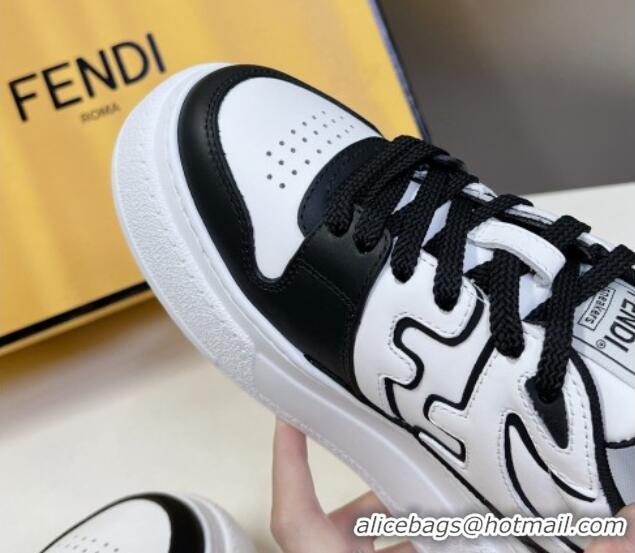 Pretty Style Fendi Match Platform Sneakers 5cm in Calfskin White/Black 230097