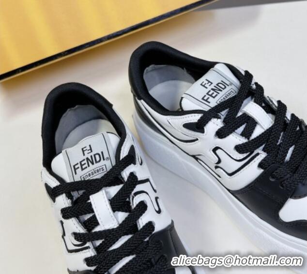 Pretty Style Fendi Match Platform Sneakers 5cm in Calfskin White/Black 230097