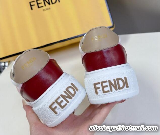 Best Grade Fendi Match Platform Sneakers 5cm in Calfskin Pink/Burgundy/Beige 230098