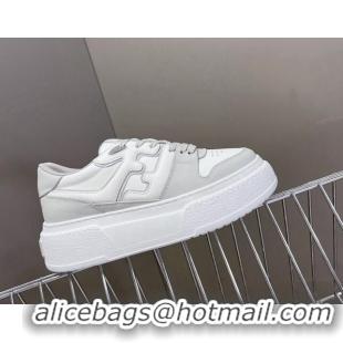 Perfect Fendi Match Platform Sneakers 5cm in Calfskin White/Light Grey 230099