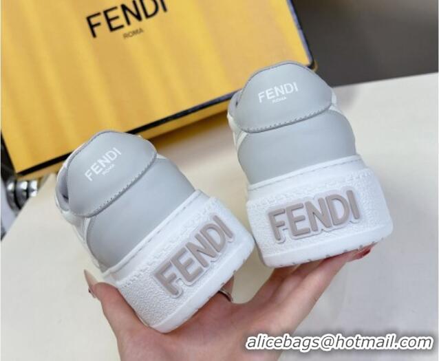 Perfect Fendi Match Platform Sneakers 5cm in Calfskin White/Light Grey 230099