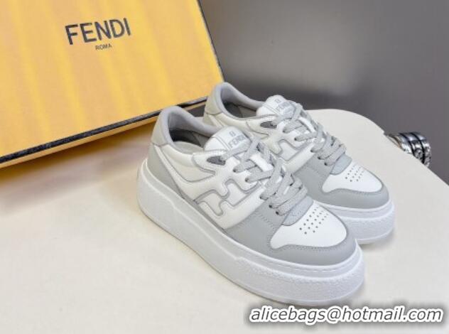 Perfect Fendi Match Platform Sneakers 5cm in Calfskin White/Light Grey 230099