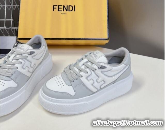 Perfect Fendi Match Platform Sneakers 5cm in Calfskin White/Light Grey 230099