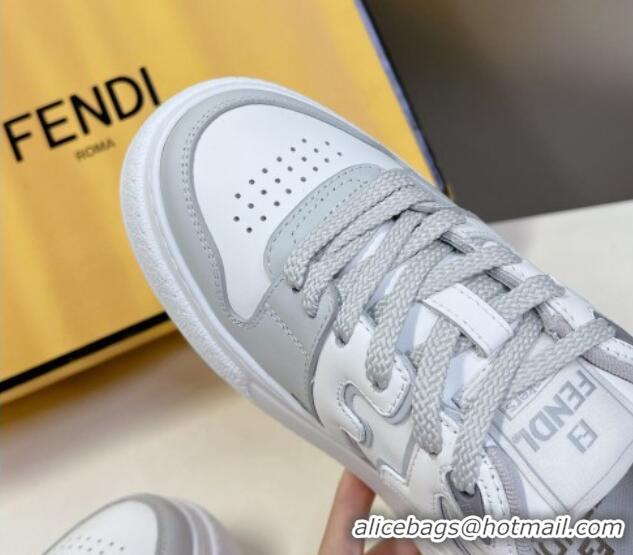 Perfect Fendi Match Platform Sneakers 5cm in Calfskin White/Light Grey 230099