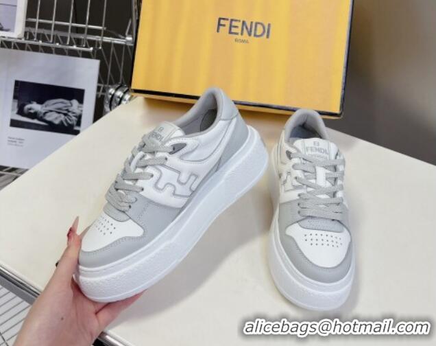 Perfect Fendi Match Platform Sneakers 5cm in Calfskin White/Light Grey 230099