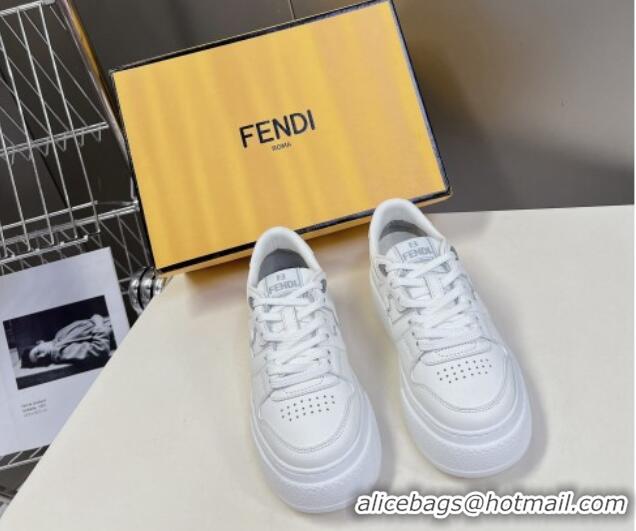 Best Price Fendi Match Platform Sneakers 5cm in Calfskin Leather White 230100