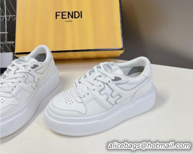 Best Price Fendi Match Platform Sneakers 5cm in Calfskin Leather White 230100