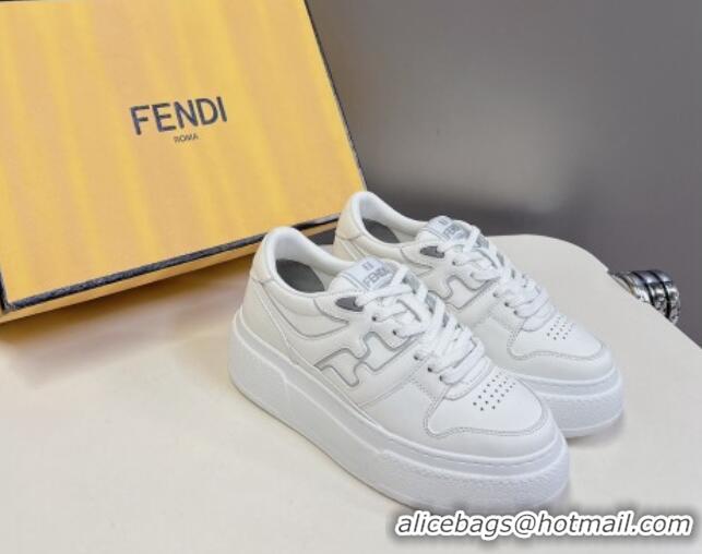 Best Price Fendi Match Platform Sneakers 5cm in Calfskin Leather White 230100