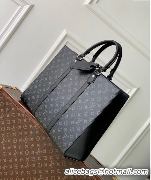 Top Quality Louis Vuitton Sac Plat 24H Handbag in Black Monogram Eclipse Canvas M47059 2024