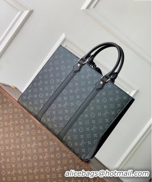 Top Quality Louis Vuitton Sac Plat 24H Handbag in Black Monogram Eclipse Canvas M47059 2024