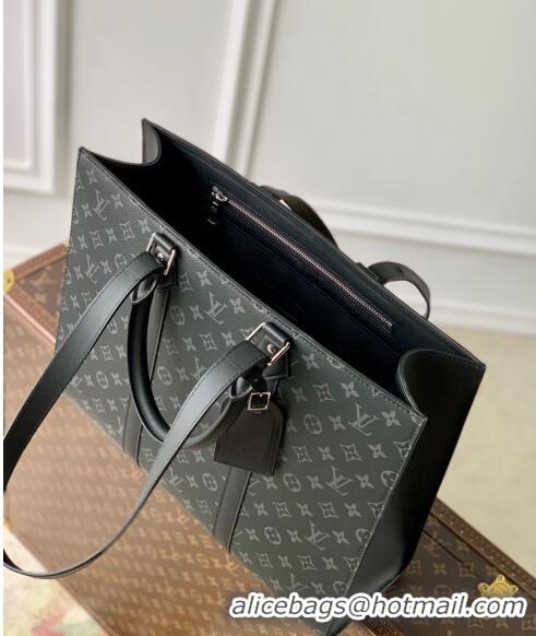 Top Quality Louis Vuitton Sac Plat 24H Handbag in Black Monogram Eclipse Canvas M47059 2024