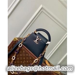 Promotional Louis Vuitton Capucines Mini Bag in Taurillon Leather M24683 Navy Blue 2024