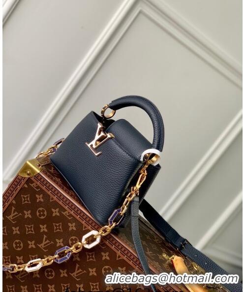 Promotional Louis Vuitton Capucines Mini Bag in Taurillon Leather M24683 Navy Blue 2024