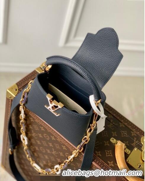 Promotional Louis Vuitton Capucines Mini Bag in Taurillon Leather M24683 Navy Blue 2024