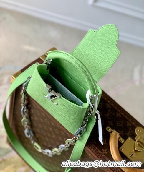 Promotional Louis Vuitton Capucines Mini Bag in Taurillon Leather M24683 Spring Green 2024