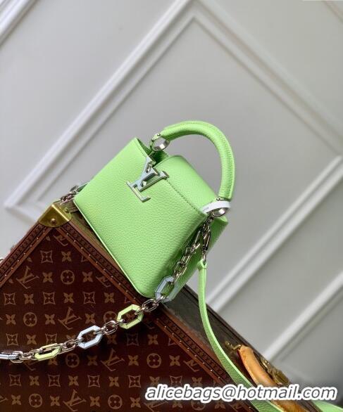 Promotional Louis Vuitton Capucines Mini Bag in Taurillon Leather M24683 Spring Green 2024