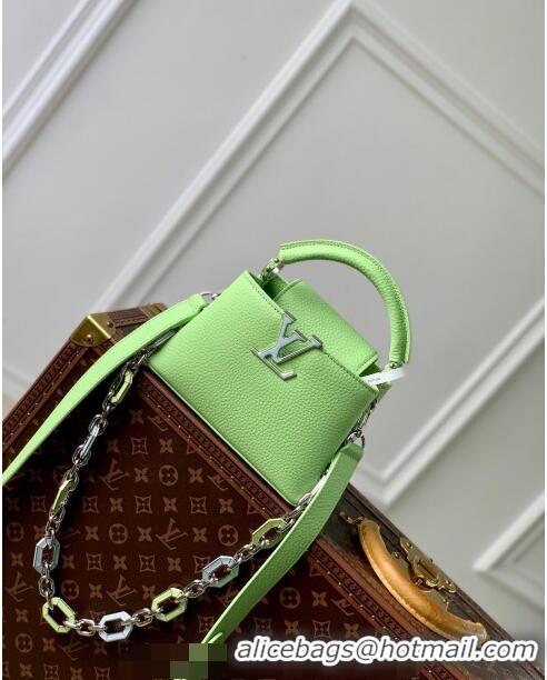 Promotional Louis Vuitton Capucines Mini Bag in Taurillon Leather M24683 Spring Green 2024