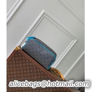 Promotional Louis Vuitton Dopp Kit Clutch in Monogram Eclipse Reverse Canvas M11482 Turquoise Blue/Grey 2024