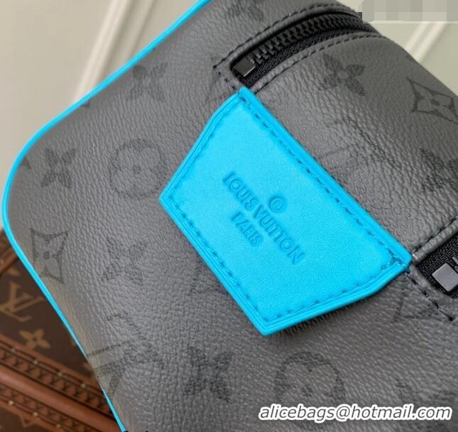 Promotional Louis Vuitton Dopp Kit Clutch in Monogram Eclipse Reverse Canvas M11482 Turquoise Blue/Grey 2024