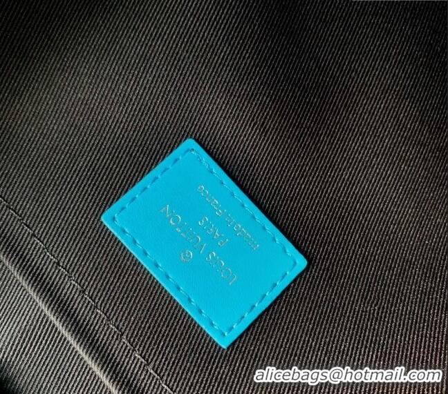 Promotional Louis Vuitton Pochette Voyage MM Pouch in Monogram Eclipse Reverse Canvas M11466 Turquoise Blue/Grey 2024