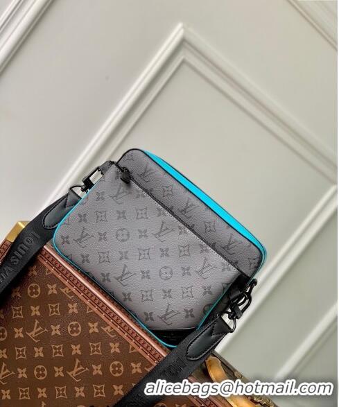 Promotional Louis Vuitton Trio Messenger bag in Monogram Eclipse Reverse Canvas M11648 Turquoise Blue/Grey 2024