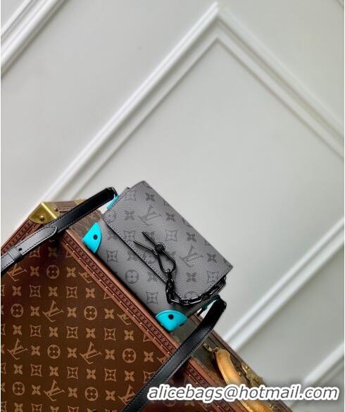 Low Cost Louis Vuitton Steamer Wearable Wallet Mini bag in Monogram Eclipse Reverse Canvas M11496 Turquoise Blue/Grey 20