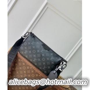 Famous Brand Louis Vuitton Men's Pochette Accessoire XL Bag in Monogram Eclipse Canvas M11741 Black