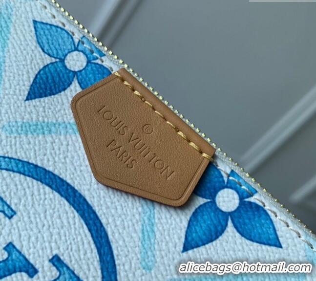 Luxurious Louis Vuitton Multi Pochette Accessoires Shoulder Bag in Monogram Tiles Canvas M25374 Lagoon Blue 2024