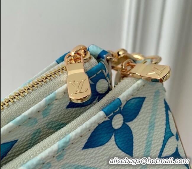 Luxurious Louis Vuitton Multi Pochette Accessoires Shoulder Bag in Monogram Tiles Canvas M25374 Lagoon Blue 2024