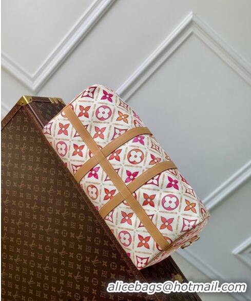 Trendy Design Louis Vuitton Keepall Bandouliere 45 Bag in Monogram Tiles Canvas M11251 Coral Pink 2024