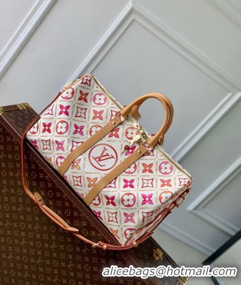 Trendy Design Louis Vuitton Keepall Bandouliere 45 Bag in Monogram Tiles Canvas M11251 Coral Pink 2024