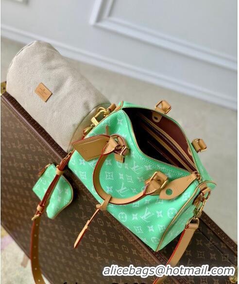 Famous Brand Louis Vuitton Speedy P9 Bandouliere 25 Bag in Soft Calfskin M24423 Light Green 2024 Runway