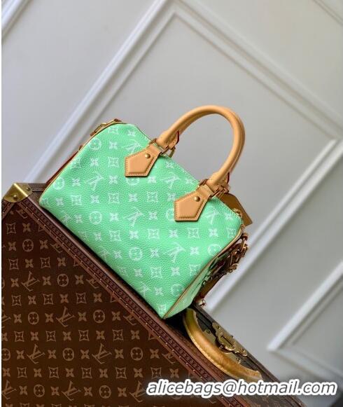 Famous Brand Louis Vuitton Speedy P9 Bandouliere 25 Bag in Soft Calfskin M24423 Light Green 2024 Runway