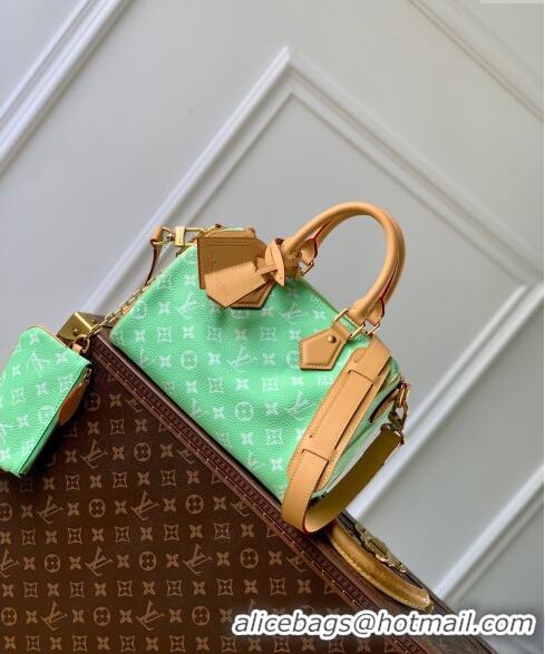 Famous Brand Louis Vuitton Speedy P9 Bandouliere 25 Bag in Soft Calfskin M24423 Light Green 2024 Runway