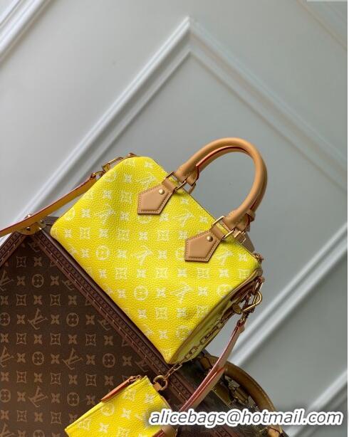 Super Quality Louis Vuitton Speedy P9 Bandoulière 25 Bag in Soft Calfskin M24429 Neon Yellow 2024 Runway