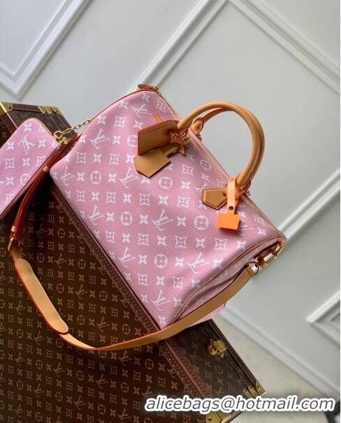 Most Popular Louis Vuitton RUNWAY Speedy P9 Bandoulière 40 Bag in Soft Calfskin M24417 Light Pink 2024